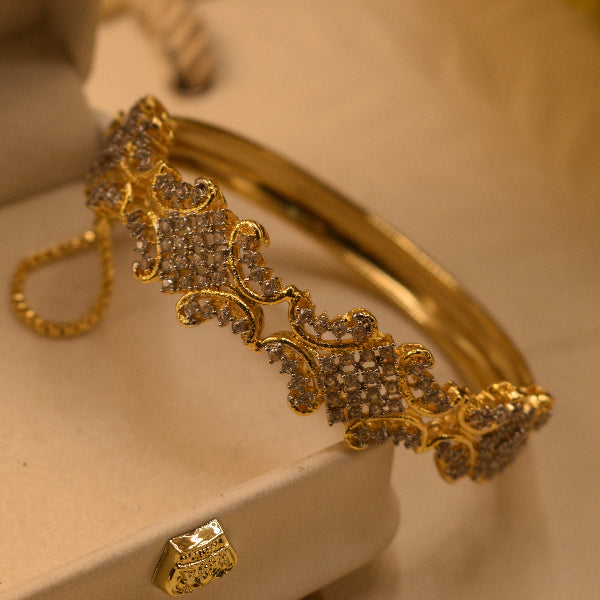 Luminous Unique Design Gold Plated Crystal Stones Bangle for Girls/Women