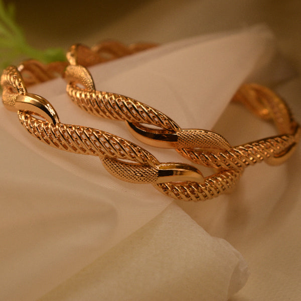 Luxury Unique Design Gold Plated 2pc Bangle Set for Girls/Women