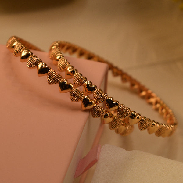 Stylish Unique Design Gold Plated 2pc Bangle Set for Girls/Women