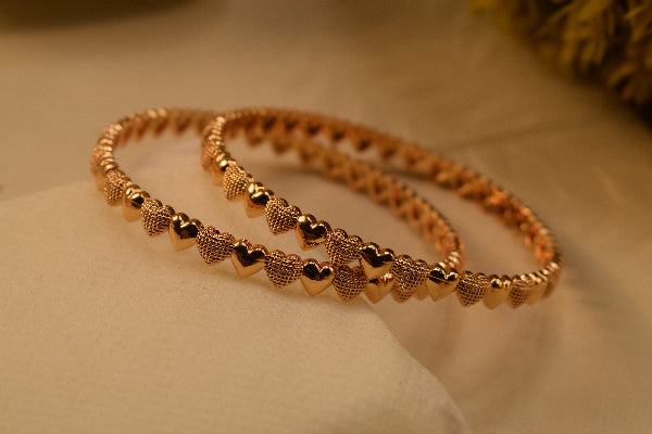 Stylish Unique Design Gold Plated 2pc Bangle Set for Girls/Women