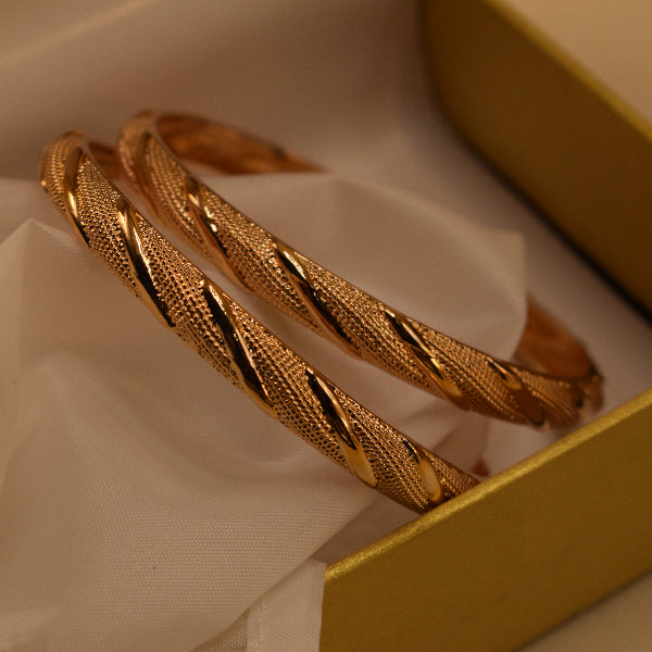 Charming Unique Design Gold Plated 2pc Bangle Set for Girls/Women