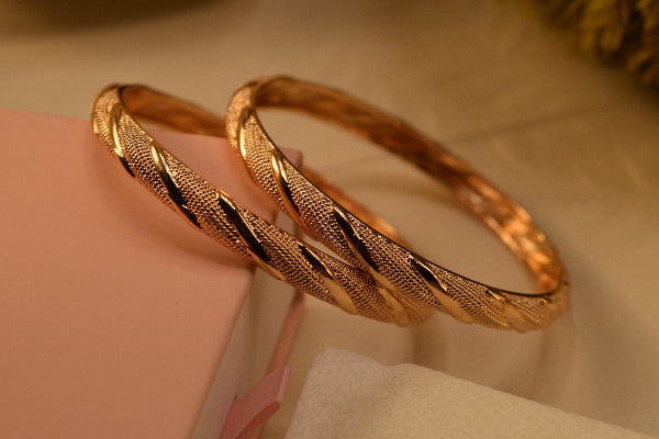 Charming Unique Design Gold Plated 2pc Bangle Set for Girls/Women