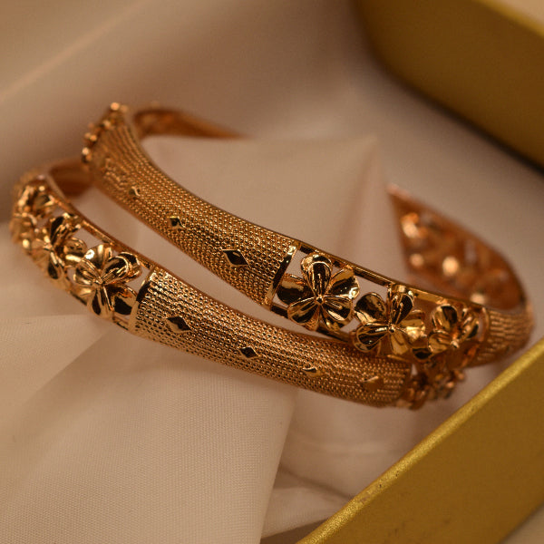 Beautiful Unique Design Gold Plated 2pc Bangle Set for Girls/Women