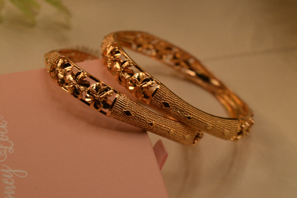 Beautiful Unique Design Gold Plated 2pc Bangle Set for Girls/Women