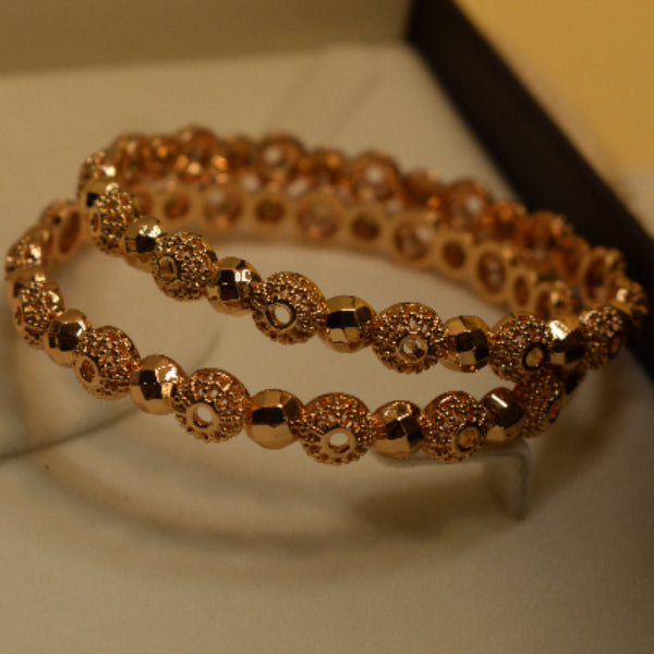 Elegant Unique Design Gold Plated 2pc Bangle Set for Girls/Women