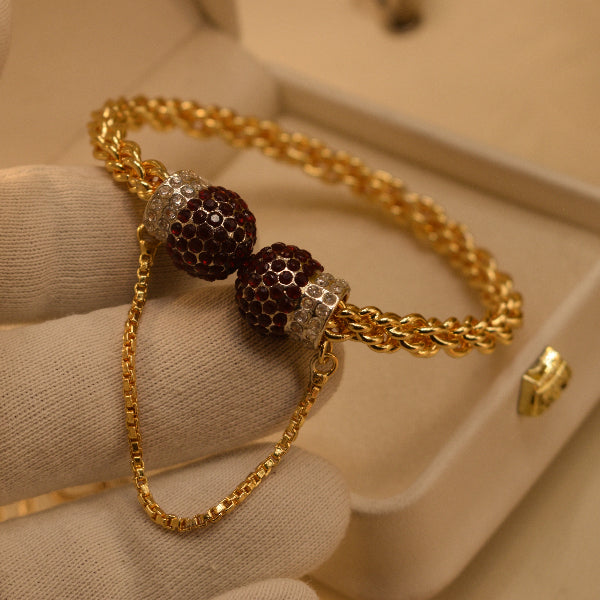 Beautiful Unique Design Gold Plated Crystal Stones Bangle for Girls/Women
