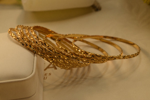Dazzling Unique Design Gold Plated 8pc Bangle Set for Girls/Women