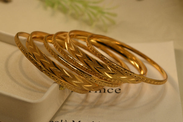 Elegant Unique Design Gold Plated 6pc Bangle Set for Girls/Women