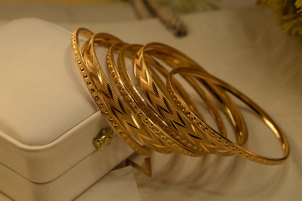 Elegant Unique Design Gold Plated 6pc Bangle Set for Girls/Women
