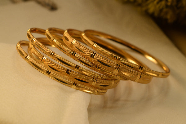 Fancy Unique Design Gold Plated 6pc Bangle Set for Girls/Women
