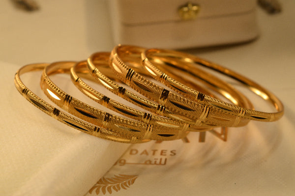 Fancy Unique Design Gold Plated 6pc Bangle Set for Girls/Women