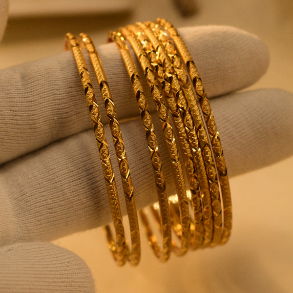 Beautiful Unique Design Gold Plated 8pc Bangle Set for Girls/Women