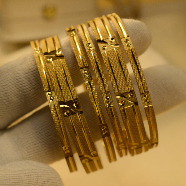 Sparkling Unique Design Gold Plated 6pc Bangle Set for Girls/Women