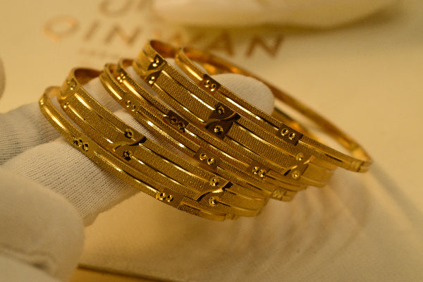 Sparkling Unique Design Gold Plated 6pc Bangle Set for Girls/Women