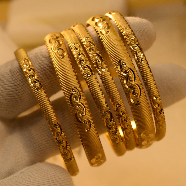Luminous Unique Design Gold Plated 6pc Bangle Set for Girls/Women