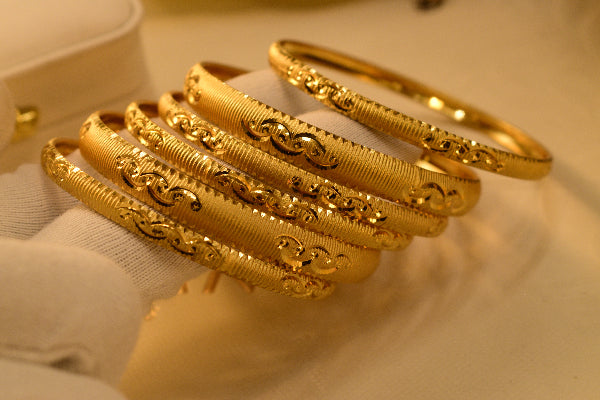 Luminous Unique Design Gold Plated 6pc Bangle Set for Girls/Women