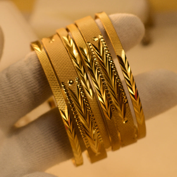 Dazzling Unique Design Gold Plated 6pc Bangle Set for Girls/Women
