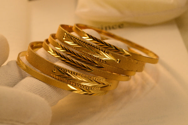 Dazzling Unique Design Gold Plated 6pc Bangle Set for Girls/Women