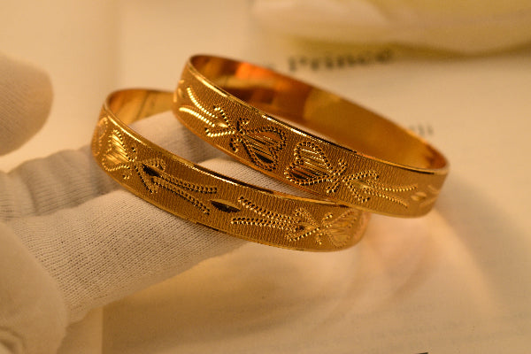 Luxury Unique Design Gold Plated 2pc Bangle Set for Girls/Women