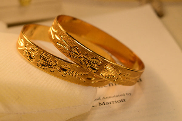 Luxury Unique Design Gold Plated 2pc Bangle Set for Girls/Women