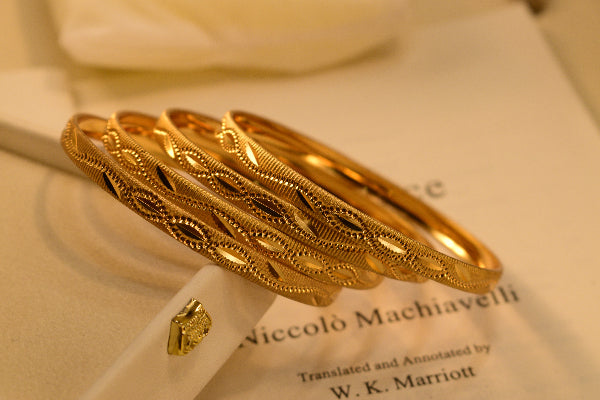 Elegant Unique Design Gold Plated 4pc Bangle Set for Girls/Women