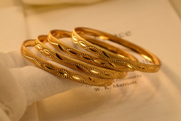 Elegant Unique Design Gold Plated 4pc Bangle Set for Girls/Women
