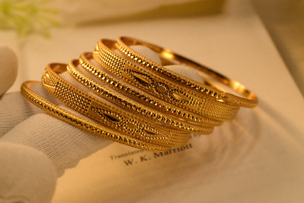 Fancy Unique Design Gold Plated 6pc Bangle Set for Girls/Women