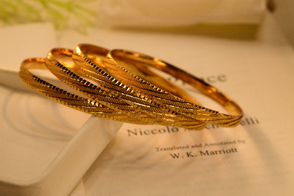 Stylish Unique Design Gold Plated 4pc Bangle Set for Girls/Women