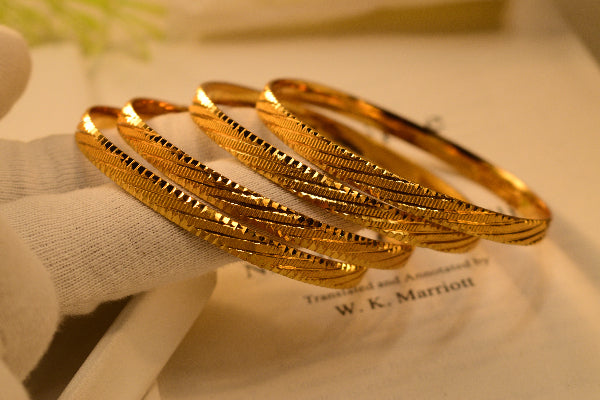 Stylish Unique Design Gold Plated 4pc Bangle Set for Girls/Women