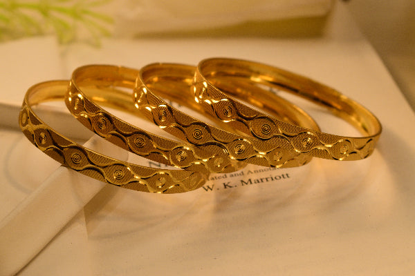 Charming Unique Design Gold Plated 4pc Bangle Set for Girls/Women