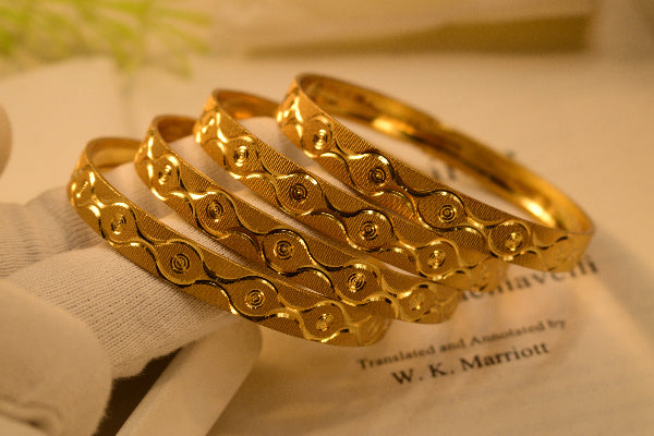 Charming Unique Design Gold Plated 4pc Bangle Set for Girls/Women