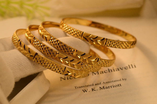 Beautiful Unique Design Gold Plated 4pc Bangle Set for Girls/Women