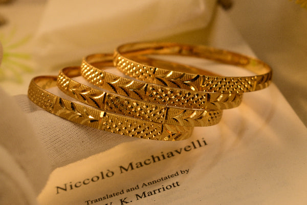 Beautiful Unique Design Gold Plated 4pc Bangle Set for Girls/Women