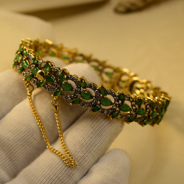 Fancy Unique Design Gold Plated Crystal Stones Bangle for Girls/Women