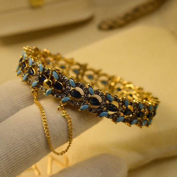 Fancy Unique Design Gold Plated Crystal Stones Bangle for Girls/Women