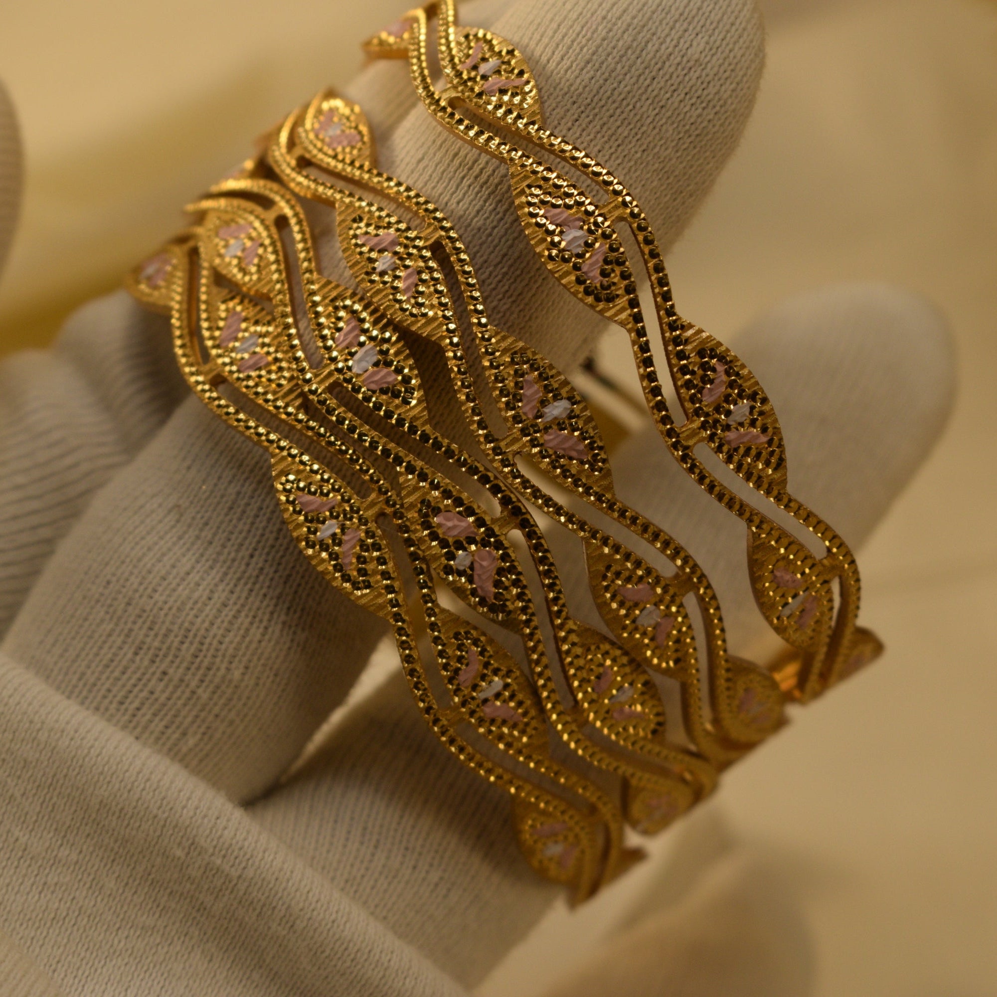 Stylish Unique Design Gold Plated 4pc Bangle Set for Girls/Women