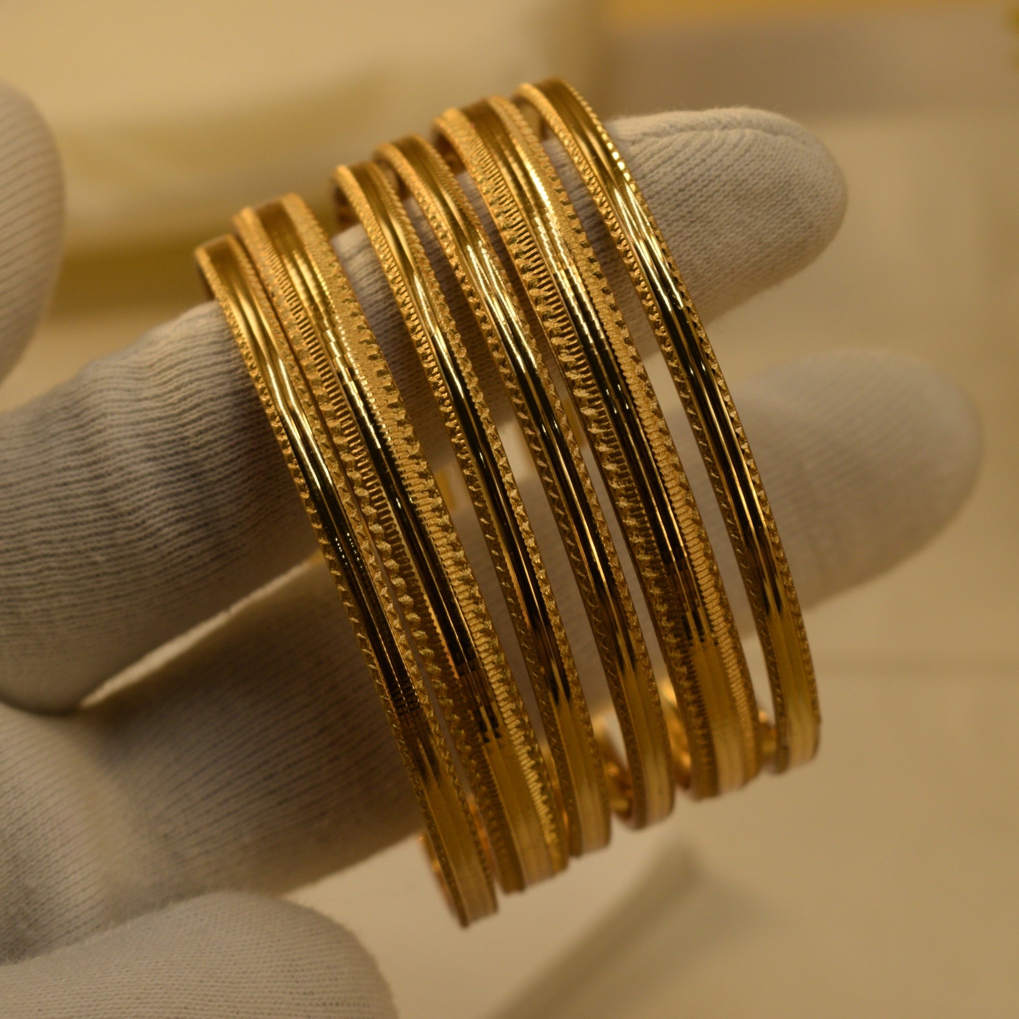Elegant Unique Design Gold Plated 6pc Bangle Set for Girls/Women
