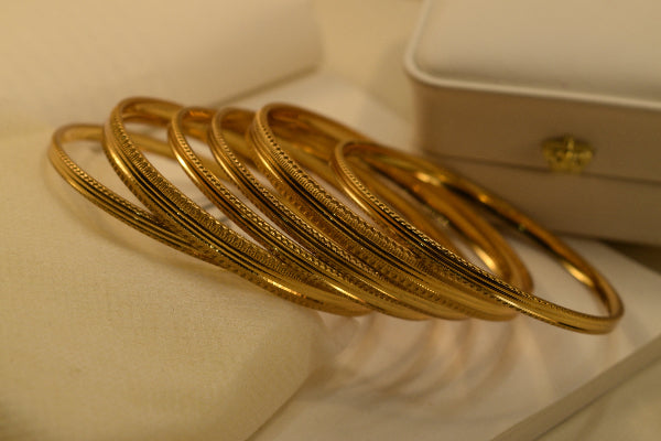 Elegant Unique Design Gold Plated 6pc Bangle Set for Girls/Women