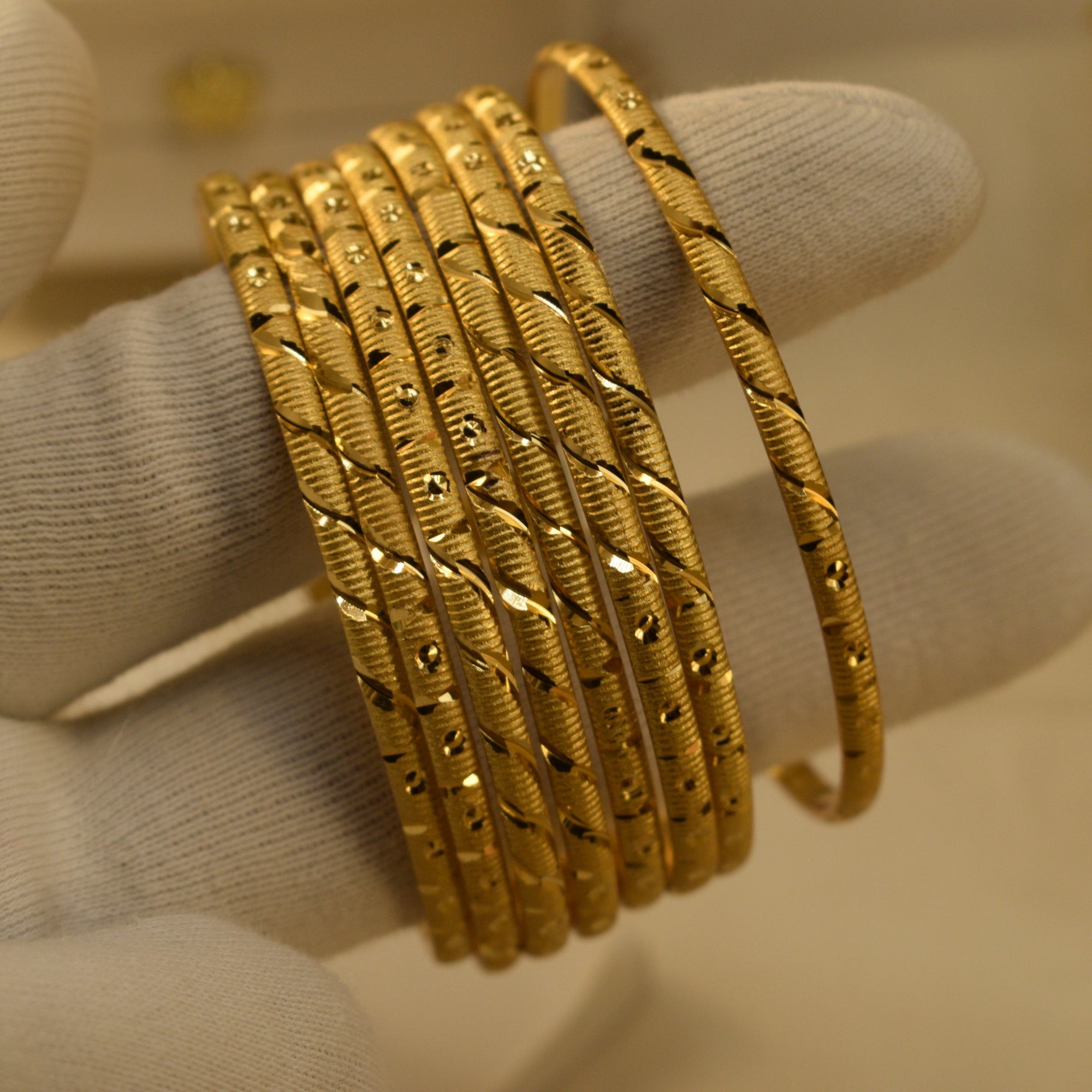 Charming Unique Design Gold Plated 8pc Bangle Set for Girls/Women