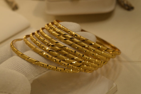 Charming Unique Design Gold Plated 8pc Bangle Set for Girls/Women
