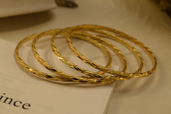 Fancy Unique Design Gold Plated 4pc Bangle Set for Girls/Women