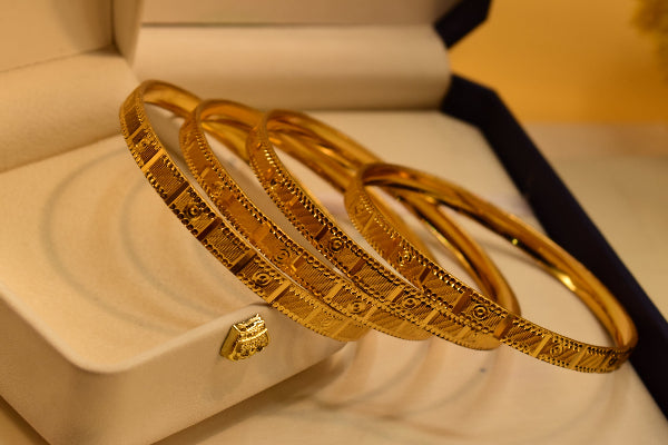 Gorgeous Unique Design Gold Plated 4pc Bangle Set for Girls/Women