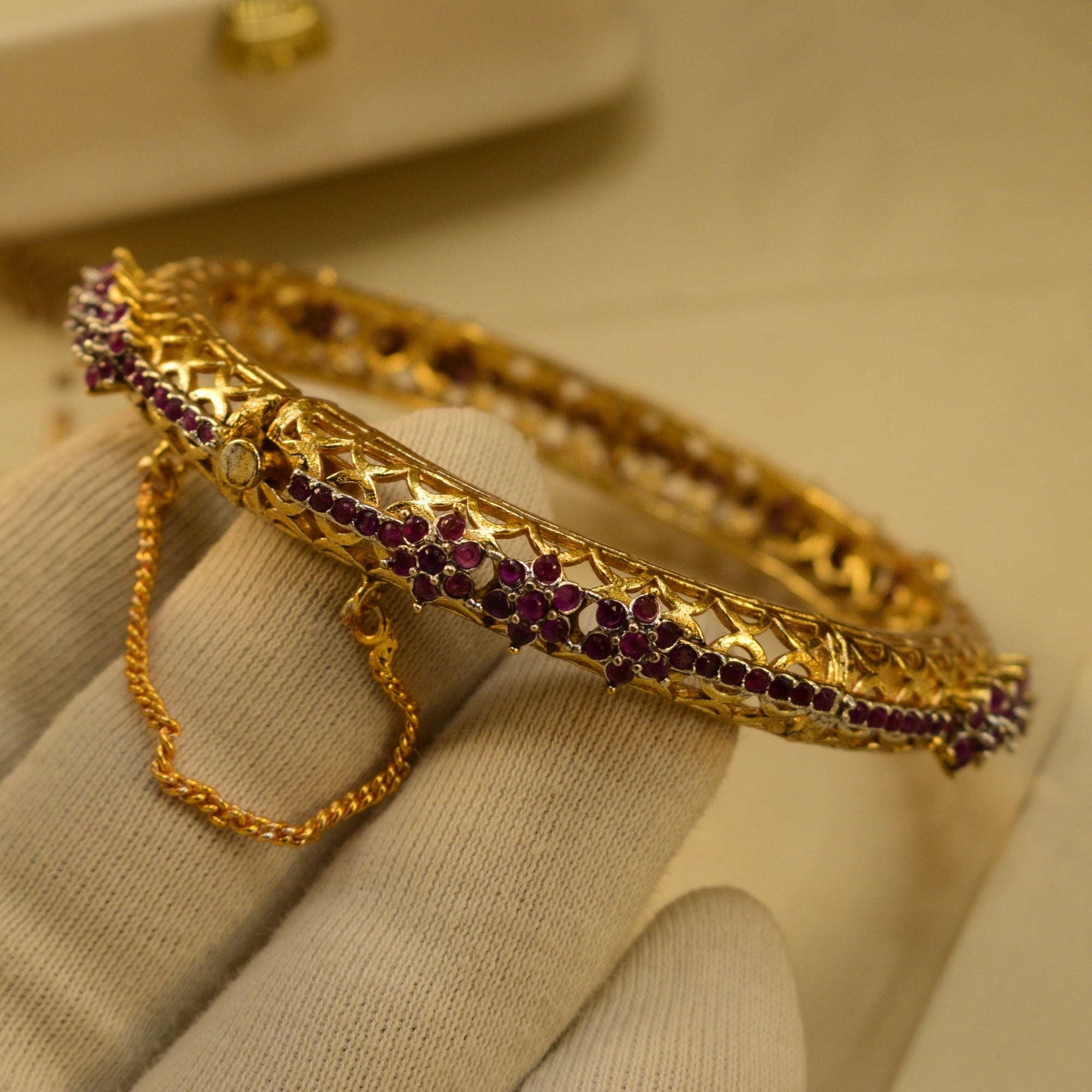 Luminous Design Gold Plated Crystal Stones Bangle for Girls/Women