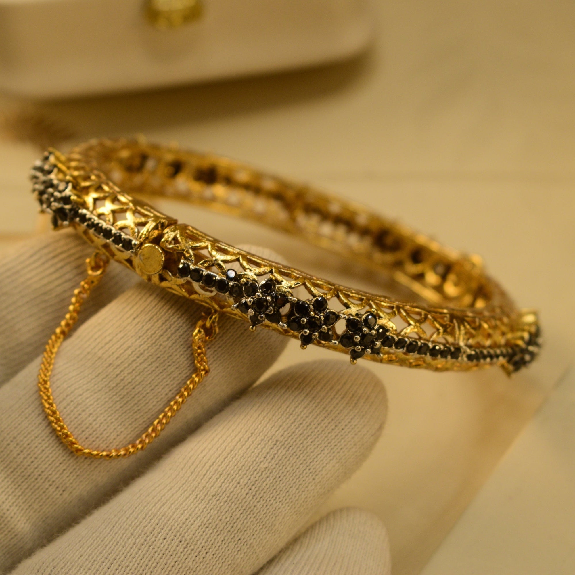 Luminous Design Gold Plated Crystal Stones Bangle for Girls/Women