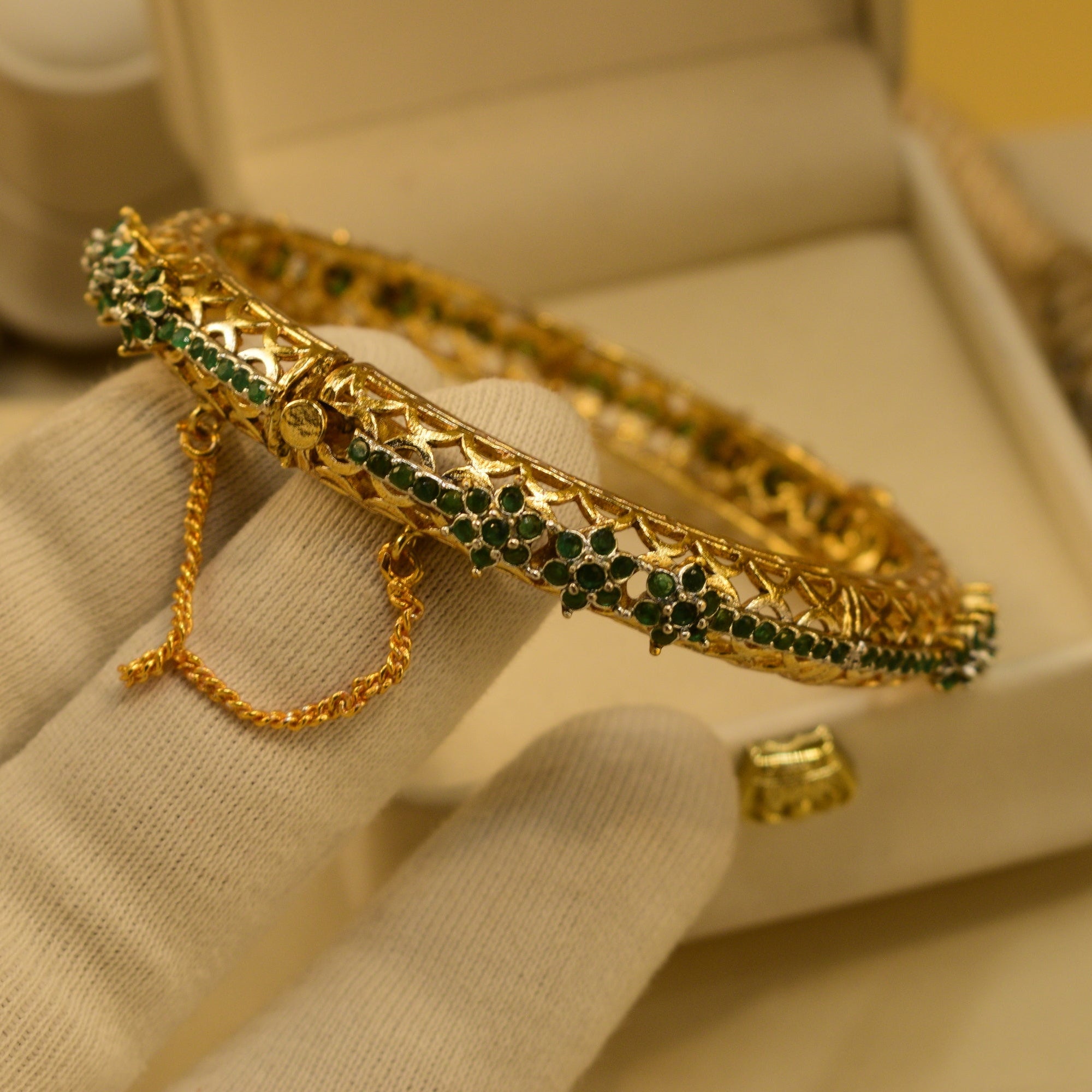 Luminous Design Gold Plated Crystal Stones Bangle for Girls/Women