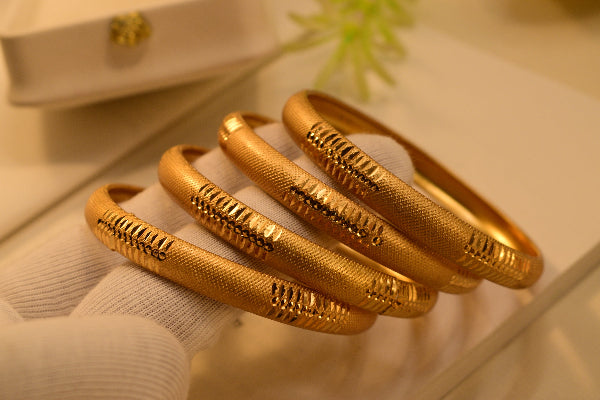 Luminous Unique Design Gold Plated 4pc Bangle Set for Girls/Women