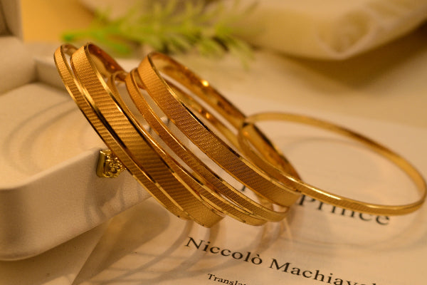 Glamorous Unique Design Gold Plated 6pc Bangle Set for Girls/Women