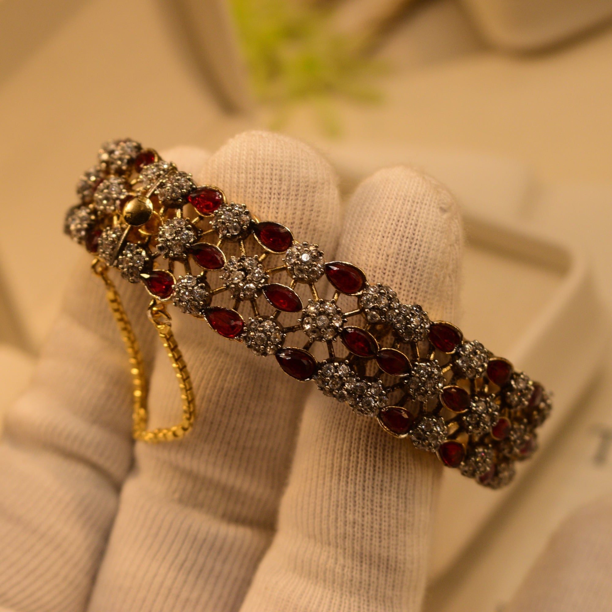 Luminous Design Gold Plated Crystal Stones Bangle for Girls/Women