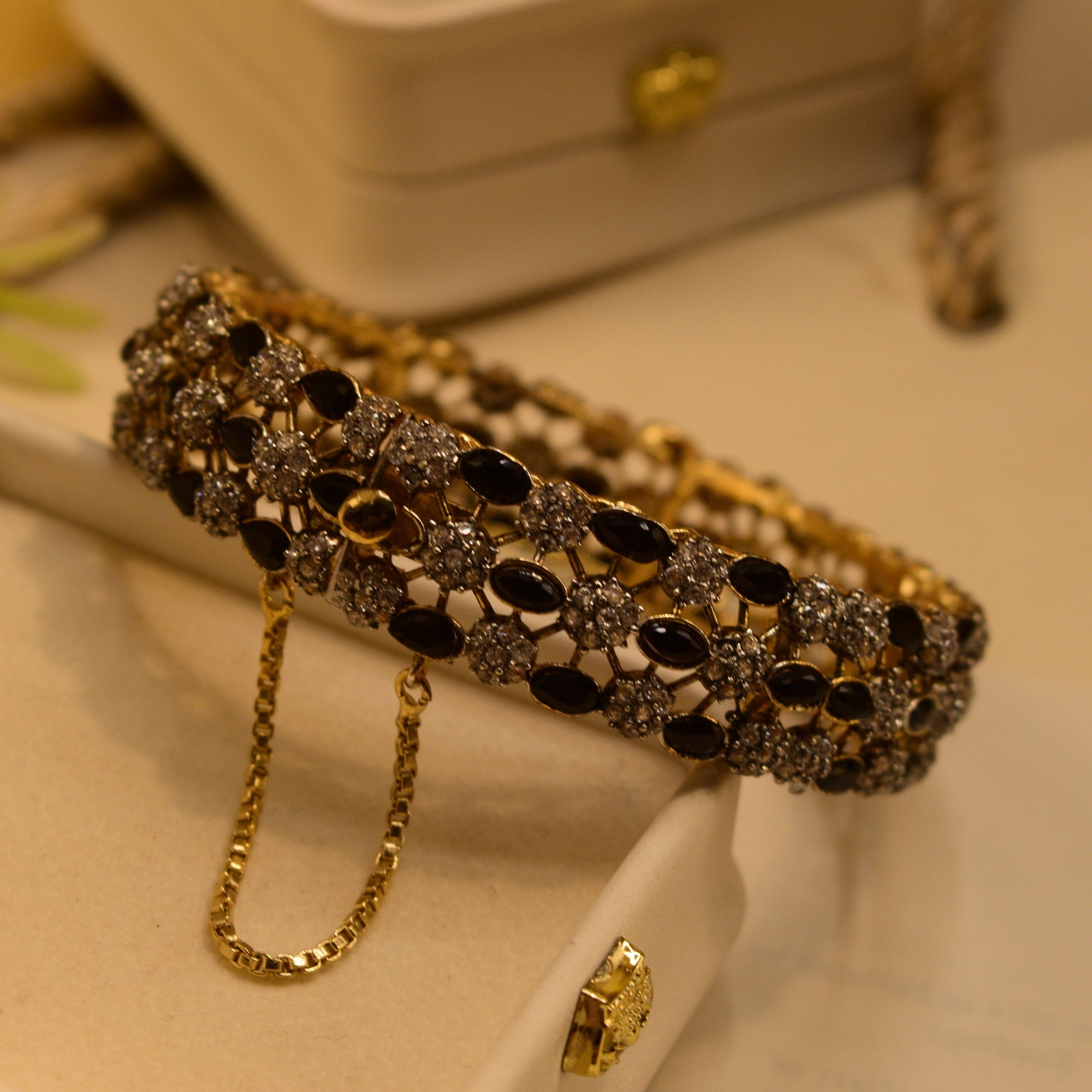 Luminous Design Gold Plated Crystal Stones Bangle for Girls/Women