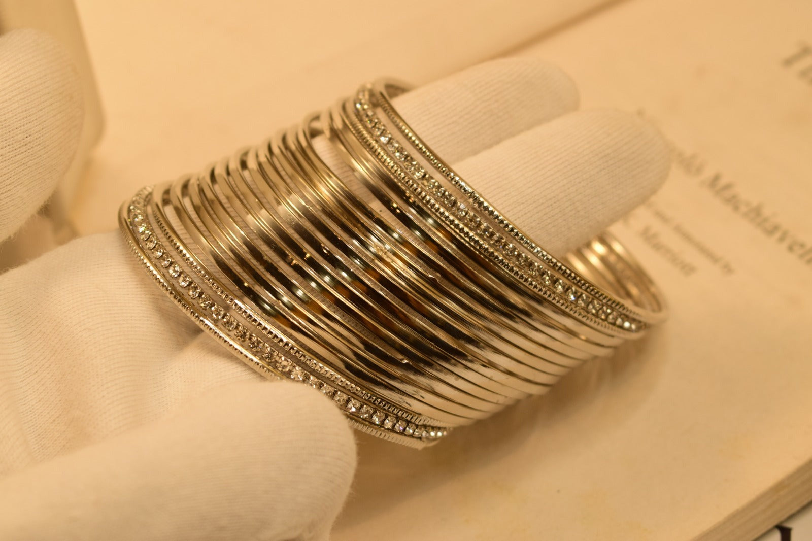 24K One Dip Silver Plated Elegant 16 Bangles Set for Girls/Women